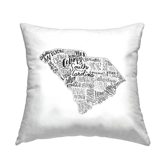 Stupell Industries South Carolina Typography Cities Shape Map Throw Pillow, 18" x 18"
